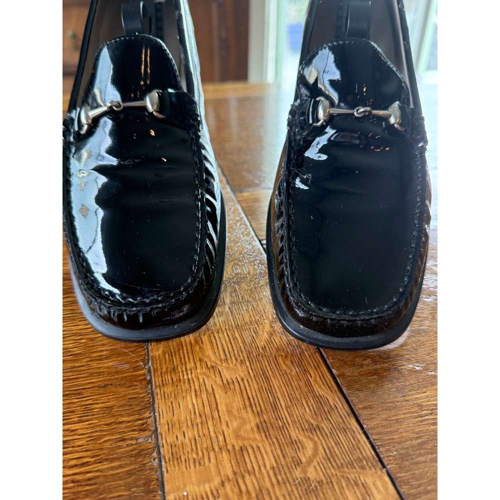 Vintage 90s Casual Corner 9.5 Black Patent Leather Horsebit Loafers Italy Preppy